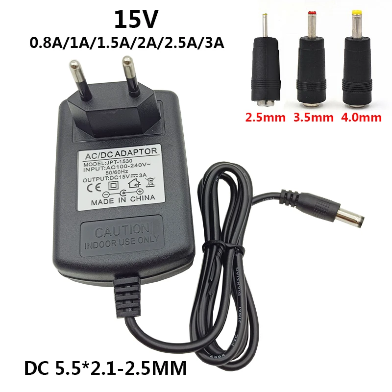 15V 2A Power Supply 15V 1A Adapter 15 Volt 3A 0.8A 800mA 1.5A 1500mA AC/DC Adapters 15 Volt Switching Conveter 5.5*2.5mm