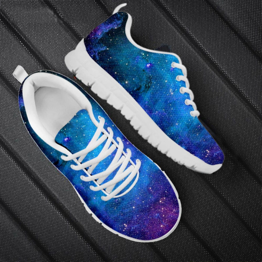 2025 Galaxy Print Women Mesh Sneakers Light Comfortable Flat Sport Jogging Running Casual Shoes Breathable Walk Footwear Lace up