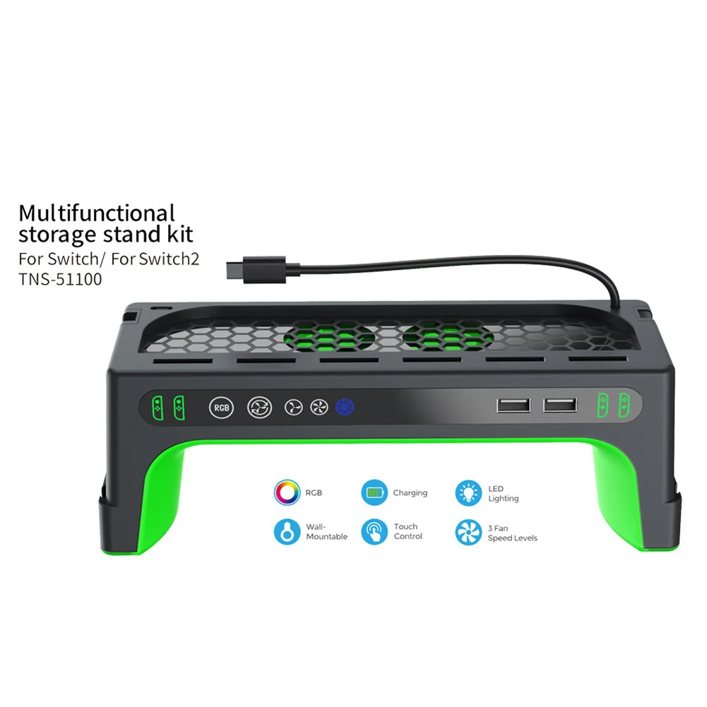 Hot Sales Cooling Fan Charge Dock ABS Controller Charging For Switch 2 RGB For Lighting  Compatibility Replace Practical Supplie