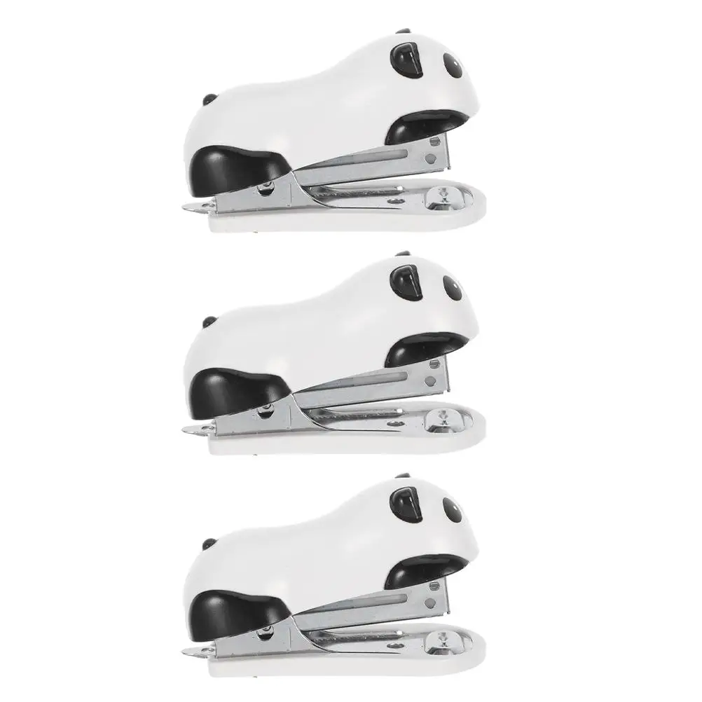 3Pcs Little Stapler Mini Office Supplies Cute Metal Manual Panda Desktop Stapler Pocket Desk Accessories Portable Stationery