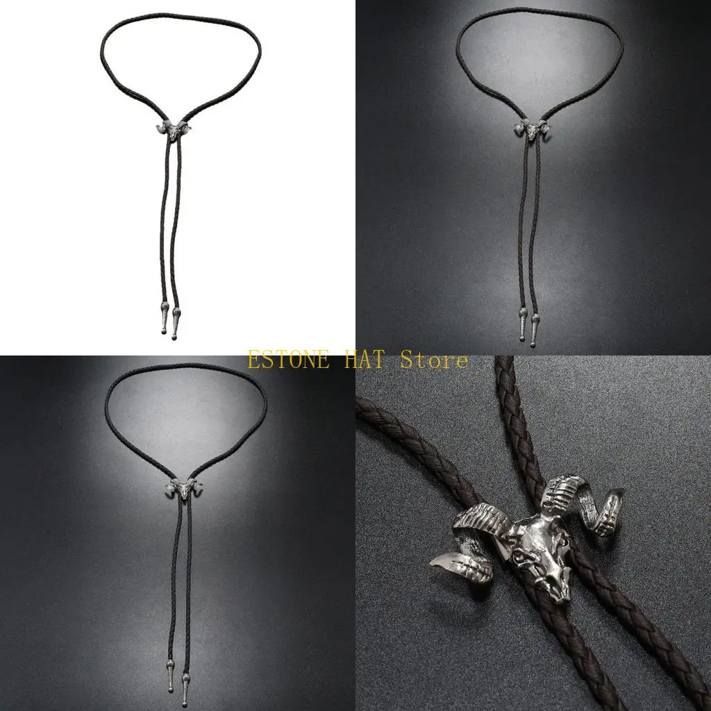 49MF Bolo Tie for Men Teens Cowboy Western Cowgirl Alloy Sweater Shirt Decors Necktie