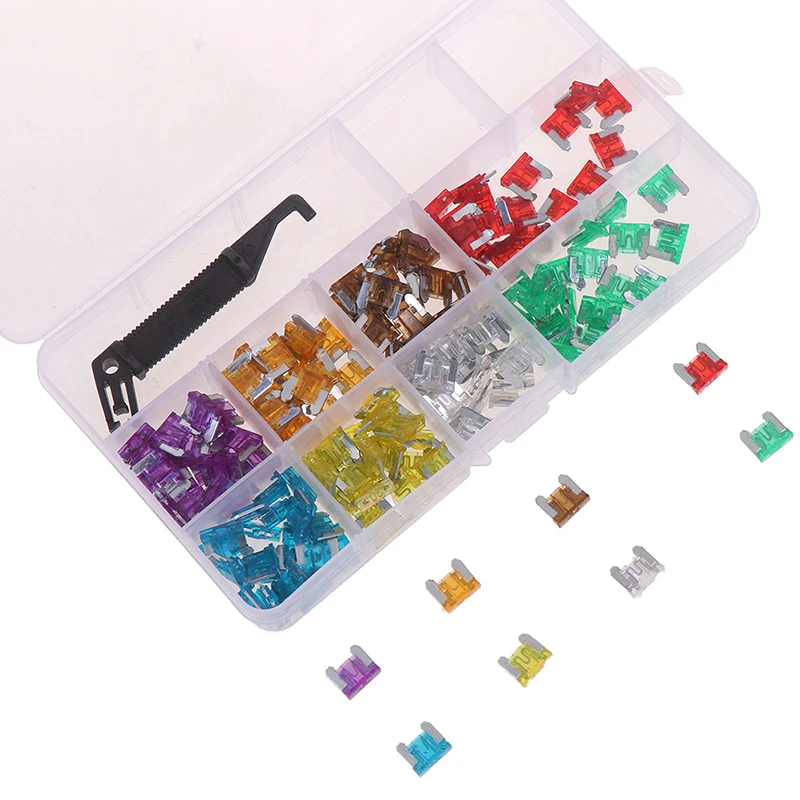 100pcs/box Micro Auto Car Low Profile Mini Blade Fuse Kit 3A5A7.5A10A15A 20A25A30A