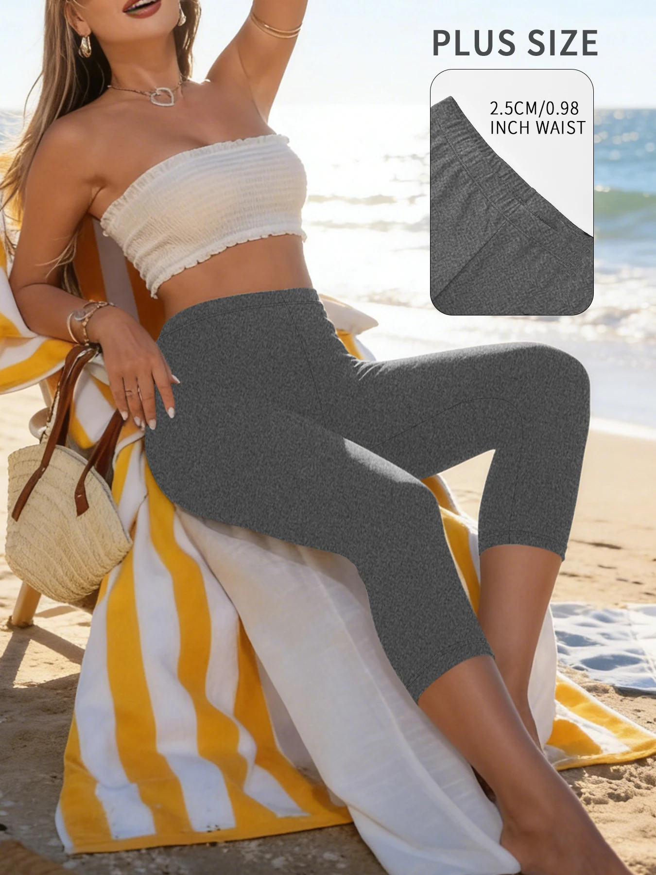 

Plus Size Super Soft capri pants For Women No See Through Workout Running Yoga Athletic Leggings Running