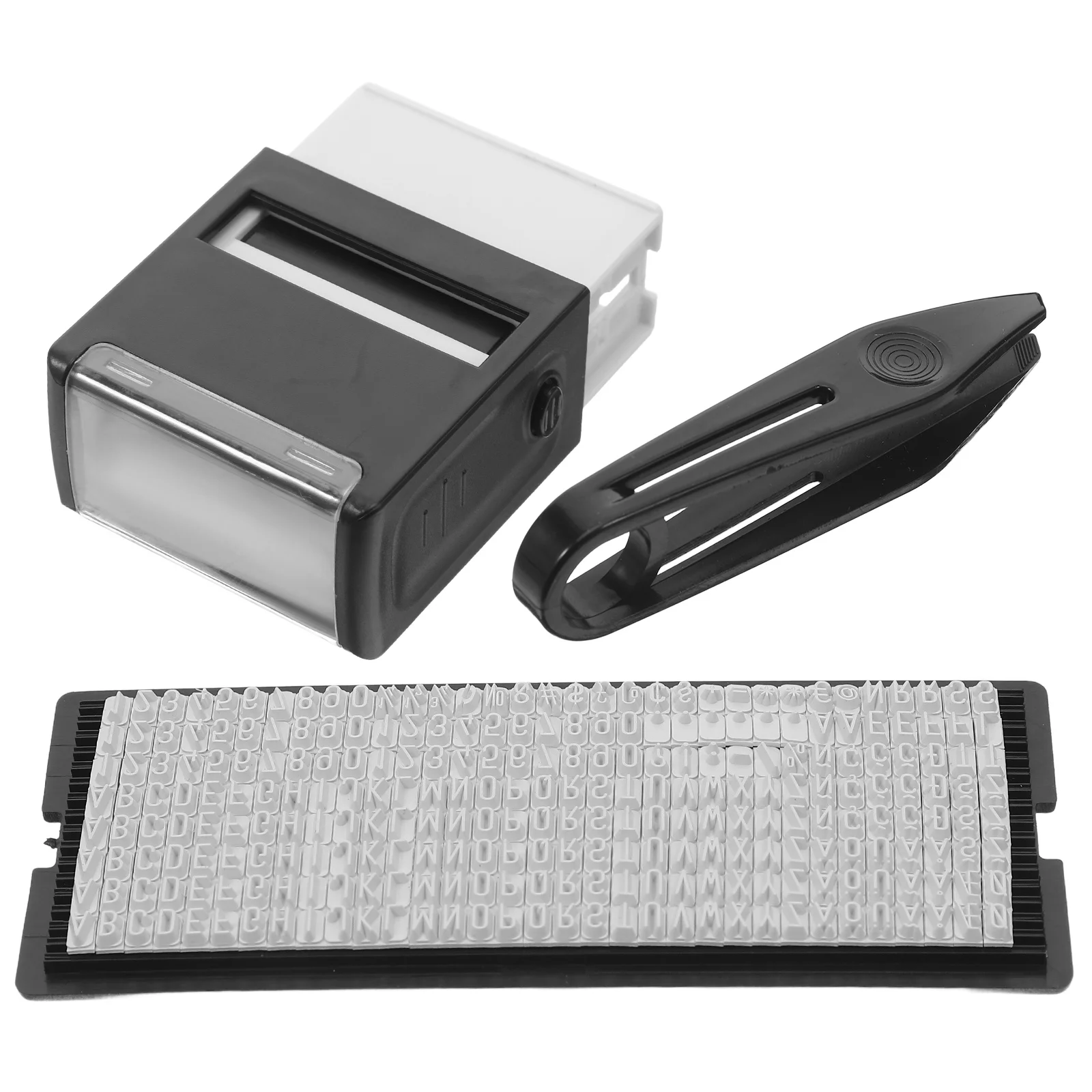 

1Set DIY Self Inking Stamp Kit ABS Text Stamp for Office School Business Address Marking Crafting Tweezers DIY Stamping Tools