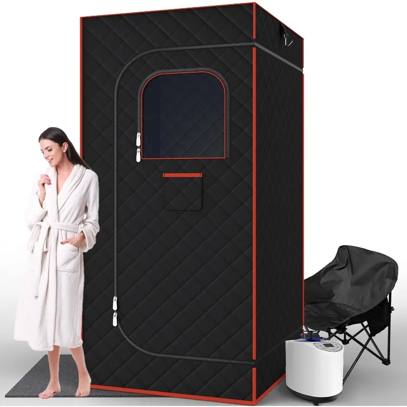 Sauna for Home, Sauna Box Sauna Tent with 3L Steamer, Remote Control, Folding Chair and Foot Pad, Full Size Personal