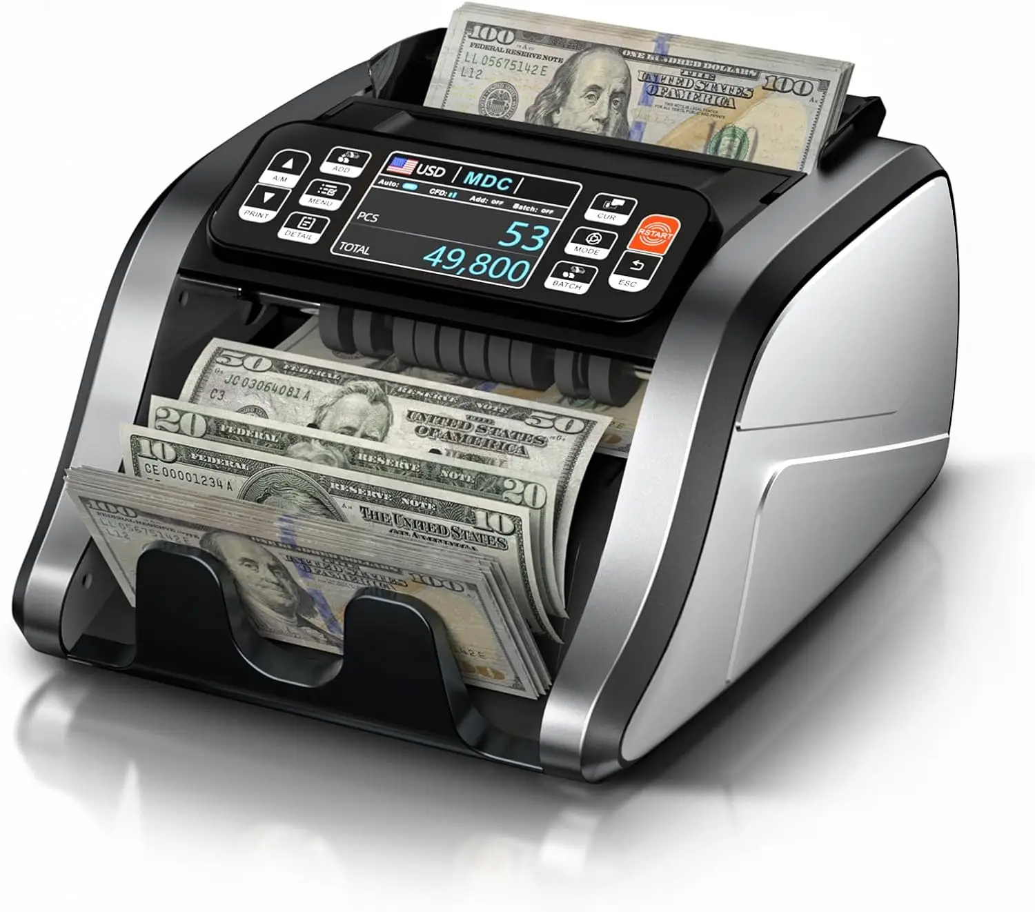 N60 Mixed Denomination Money Counter Machine, Value Counting, UV/MG/IR/DD Counterfeit Detection