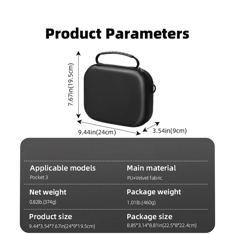 SUNRI-1 قطعة حقيبة التخزين المحمولة أسود بولي PU + نسيج مخملي لجيب OSMO 3 حقيبة حمل جسم الكاميرا المحمولة