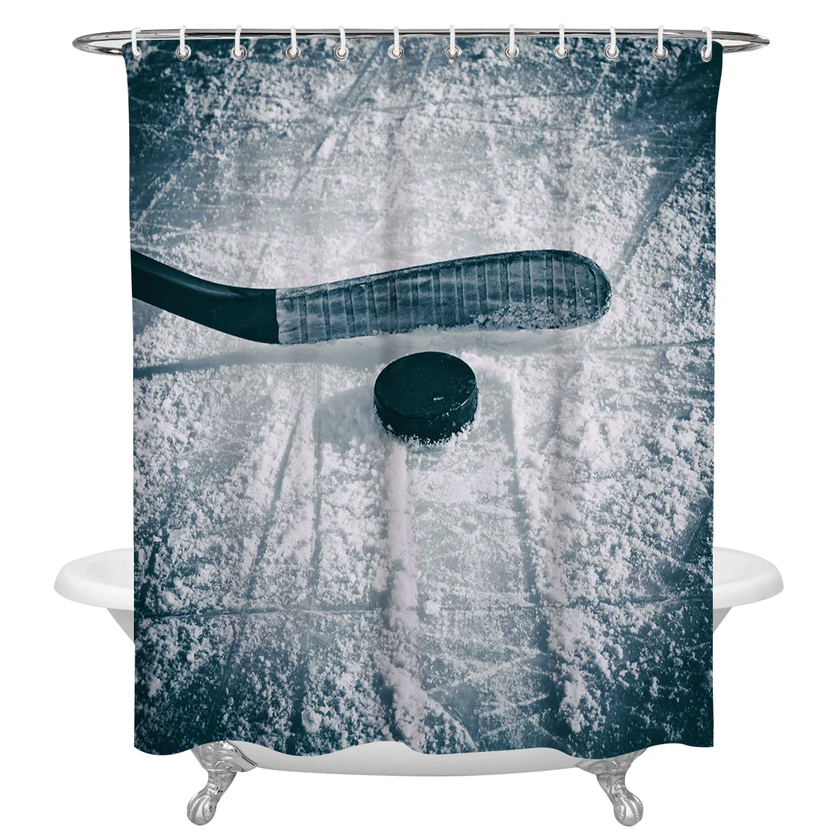 Ice Hockey Sports Ice Rink Waterproof Bathroom Decoration Shower Curtain With Hook Printed Bathtub Curtains Bathroom Accessories