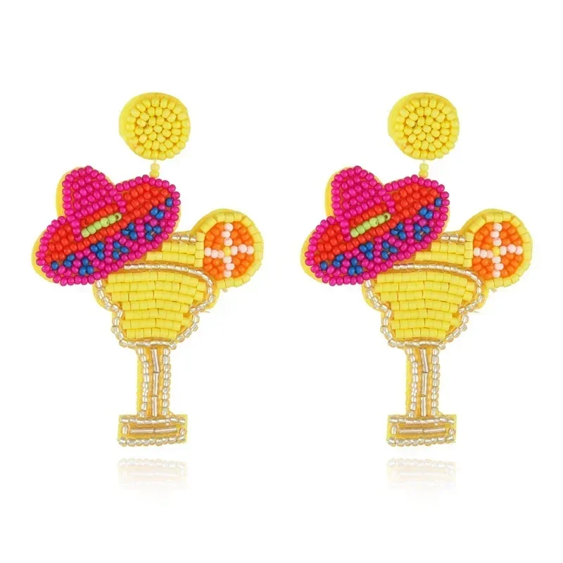 2025 Handmade Bead Earring Originality Flowers Goblet Design Hand Knitting Bohemia Beaded Earrings For Women