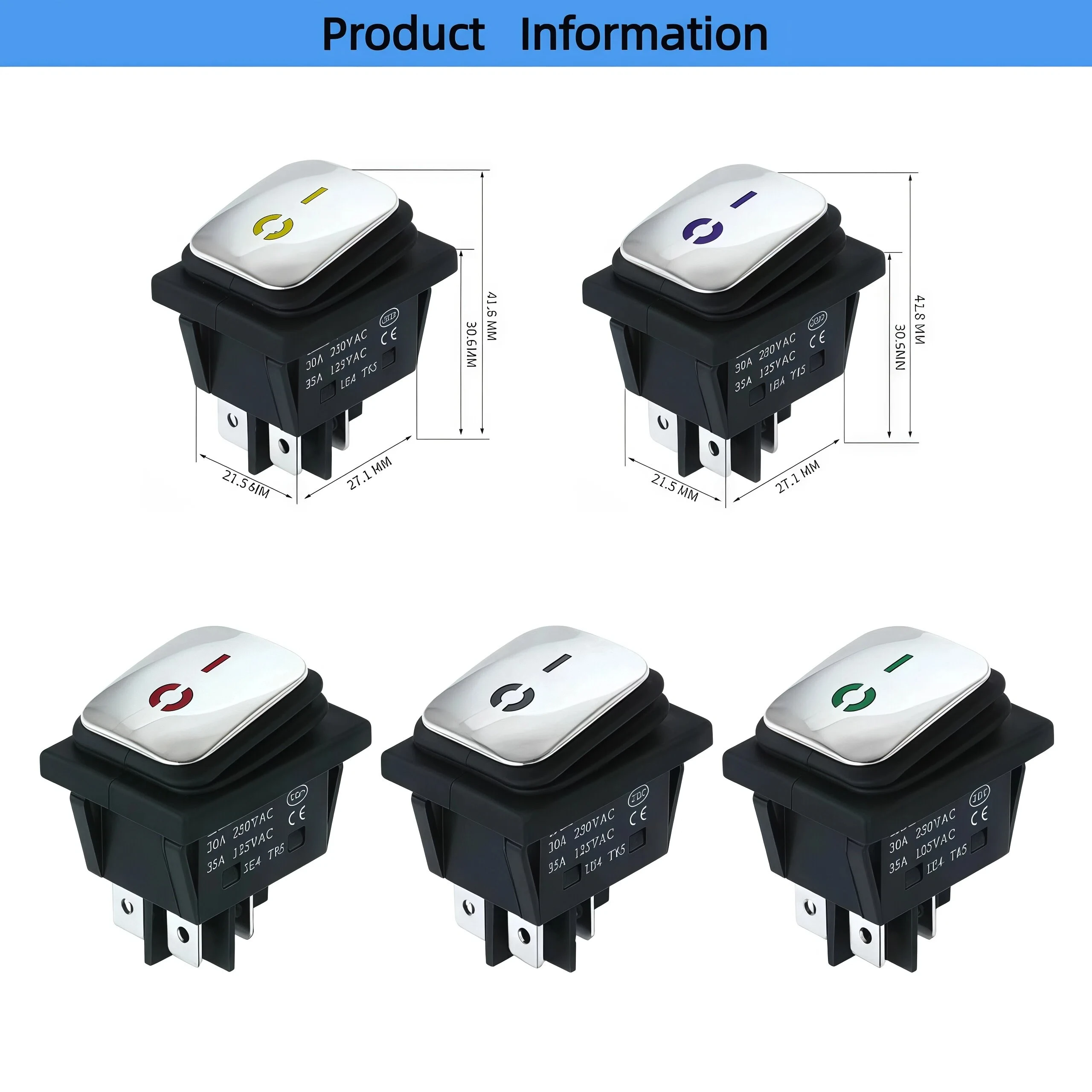 Interruttore a bilanciere impermeabile con superficie in acciaio inossidabile KCD4, tipo leggero, 4 pin, 2 posizioni, LED 220 V, interruttore a bilanciere ad alta corrente