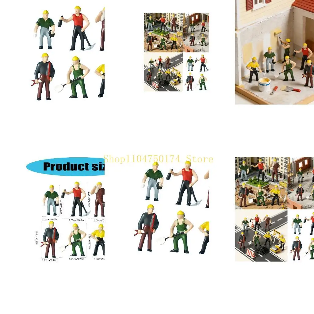 

6 шт. точность 1 миниатюрная модель строительного работника идеально подходит для архитектурных сцен и украшений для лидер
