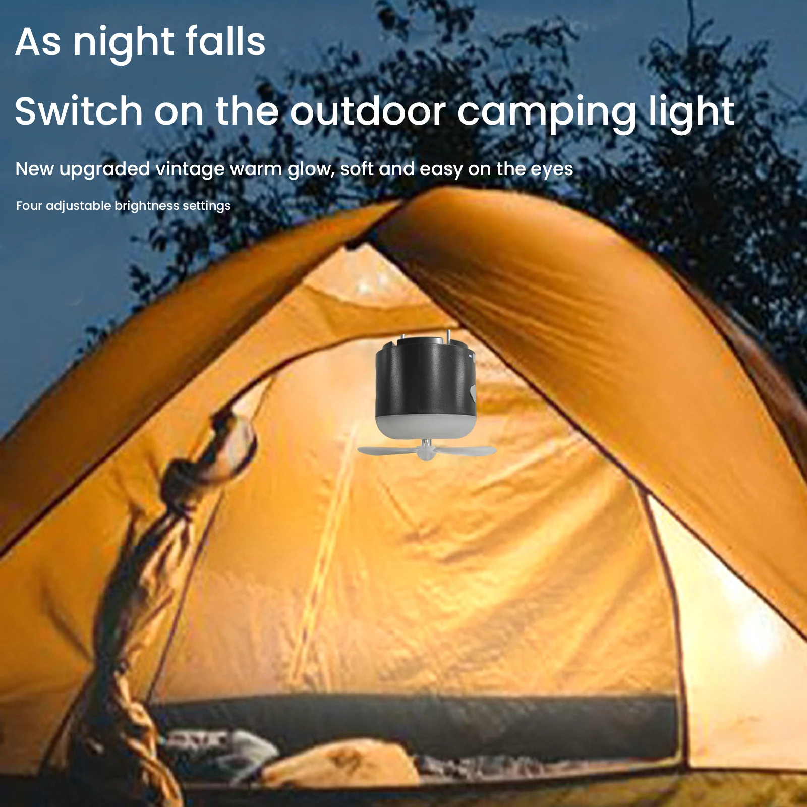 

3 In1 USB Rechargeable Hanging Tent Fans with LED Lights 1200mAh Battery for Tents Canopies Beach RV Car Camper & Outdoors