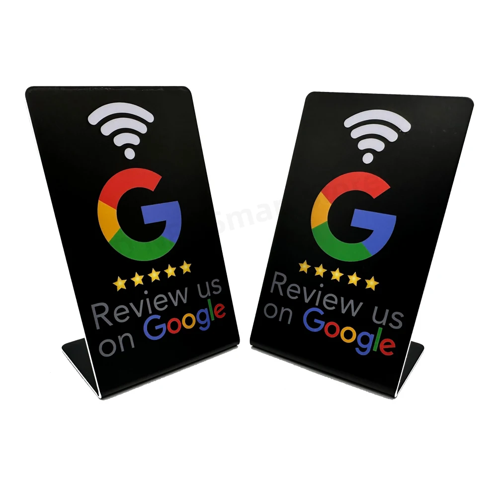 NFC Stand Display Review us on Google Trustpilot Tripadvisor Reviews NFC Tap Cards NT/AG213 NFC-Enabled Google Reviews Card