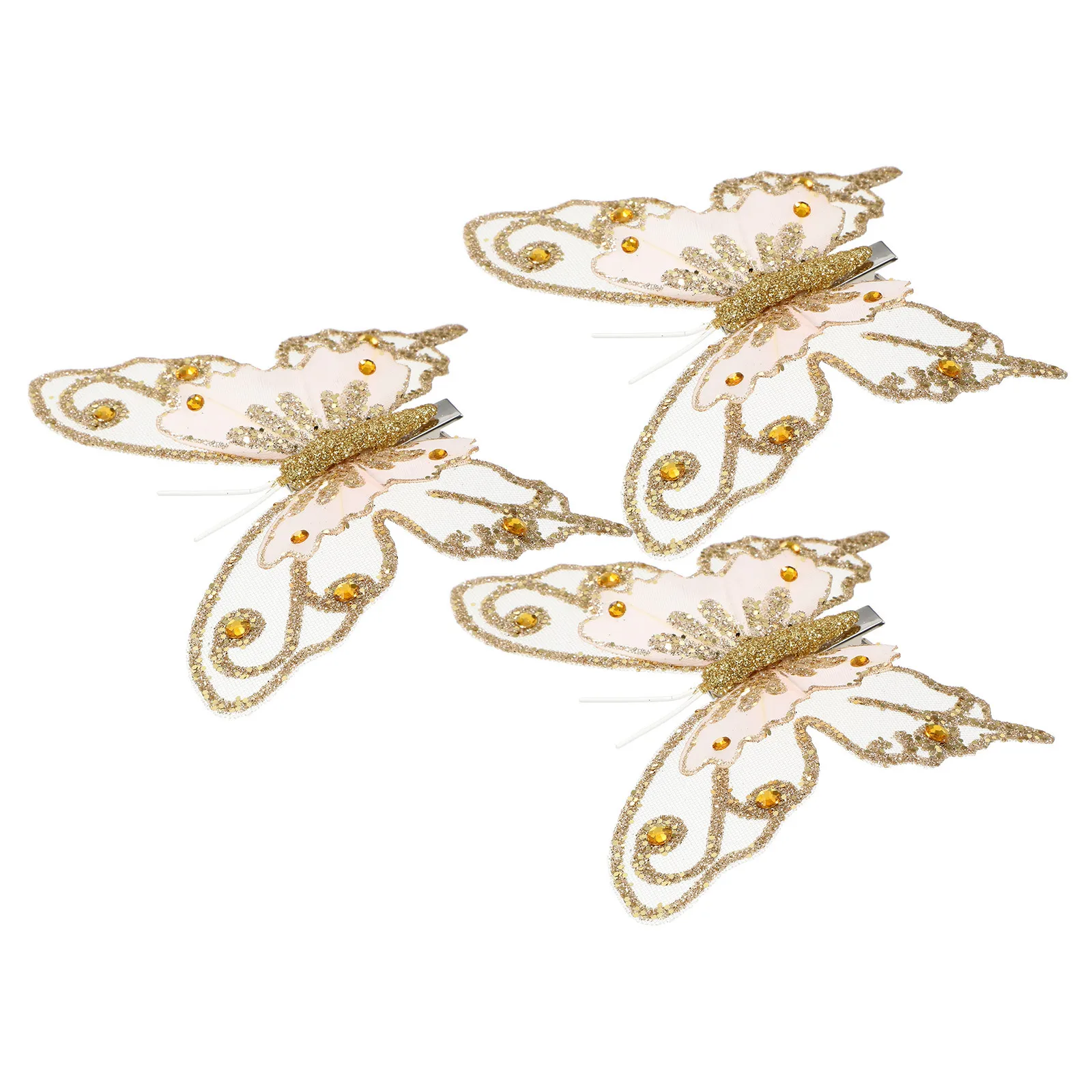 

3pcs Glitter Butterfly Ornaments 3D Monarch Butterflies For Christmas Tree Decor Diy Wedding Wreath Craft Clip On Butterflies