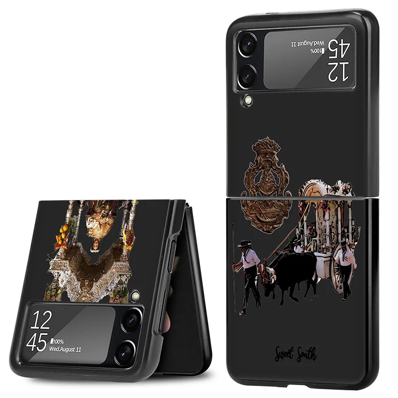 Matte Phone Case For Samsung Galaxy Z Flip6 5G Flip5 Flip4 Flip3 ZFlip 6 3 4 5 Virgin Mary Jesus Church Hard Black Cover