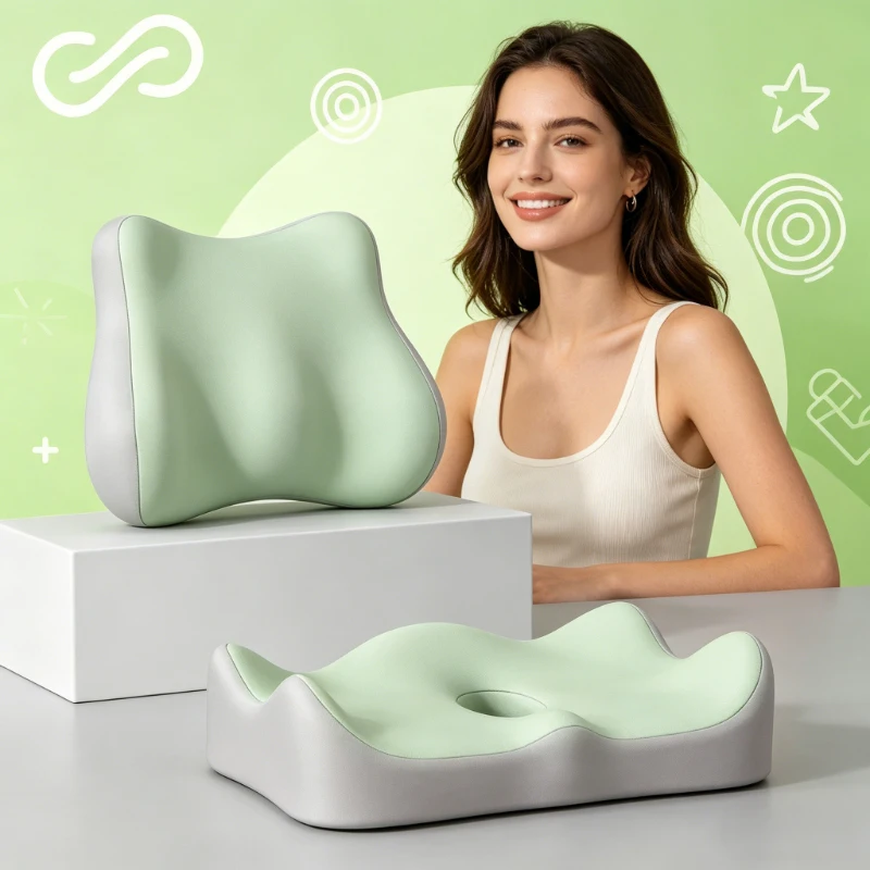 2 Stück 3D Ergonomisches Memory-Schaum Sitzkissen, Strukturiertes Stuhlkissen zur Druckentlastung, für Büro, Auto