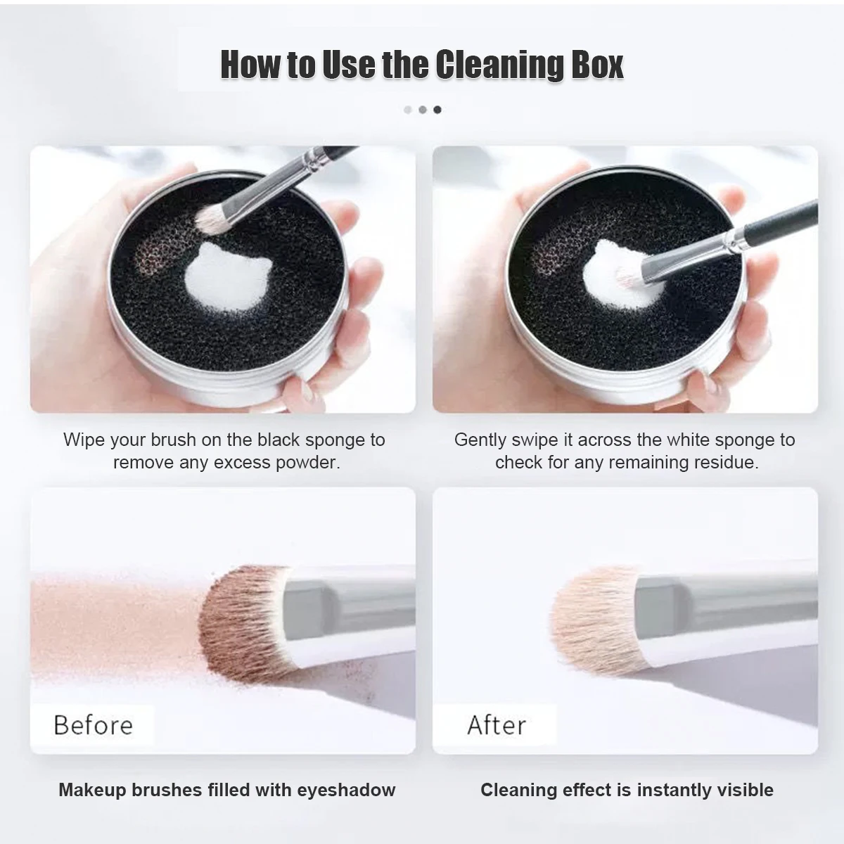 Portable Makeup Brush Cleaner Set 1 Box + 4 Refills with Sponge Dry Cleaning Case for Quick Removal of Residual Powder