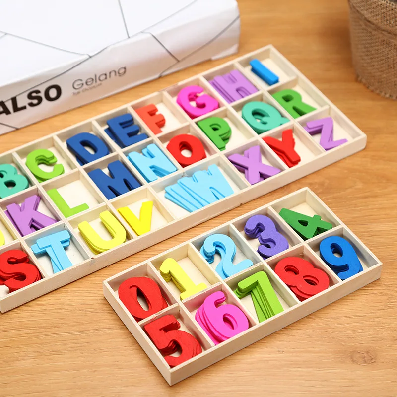صندوق حروف إنجليزية للتعليم المبكر ، لغز أطفال سهل الاستخدام ، ديكور قطعة ملونة خشبية معرفية ، أطفال بعمر 1 إلى 3 سنوات ، 26 حرفًا #2
