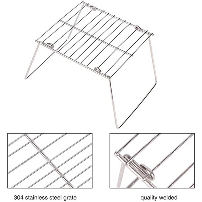 شواية تخييم صغيرة محمولة من ABYM مناسبة للسفر والبقاء على قيد الحياة، الحجم الموسع: 18 × 16 × 12 سم #6