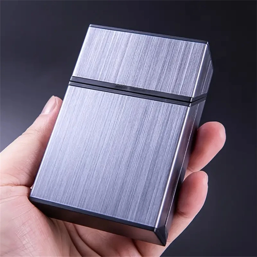 1pcs Portable Cigarette Case Metal Waterproof Cigarette Box 20pcs Capacity Flip Cover Storage Box Men\'s Gadget Smoking Tool Blac