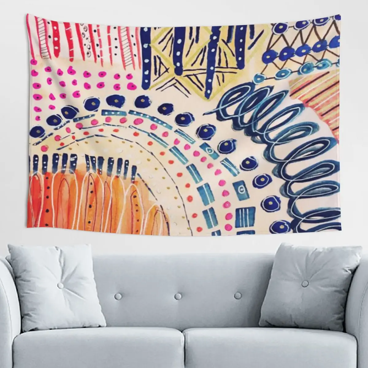 Shakti Abstraktes Handgemaltes Design Minimalistischer Wandteppich Galaxie Elefanten Wandbehang für Mädchenzimmer