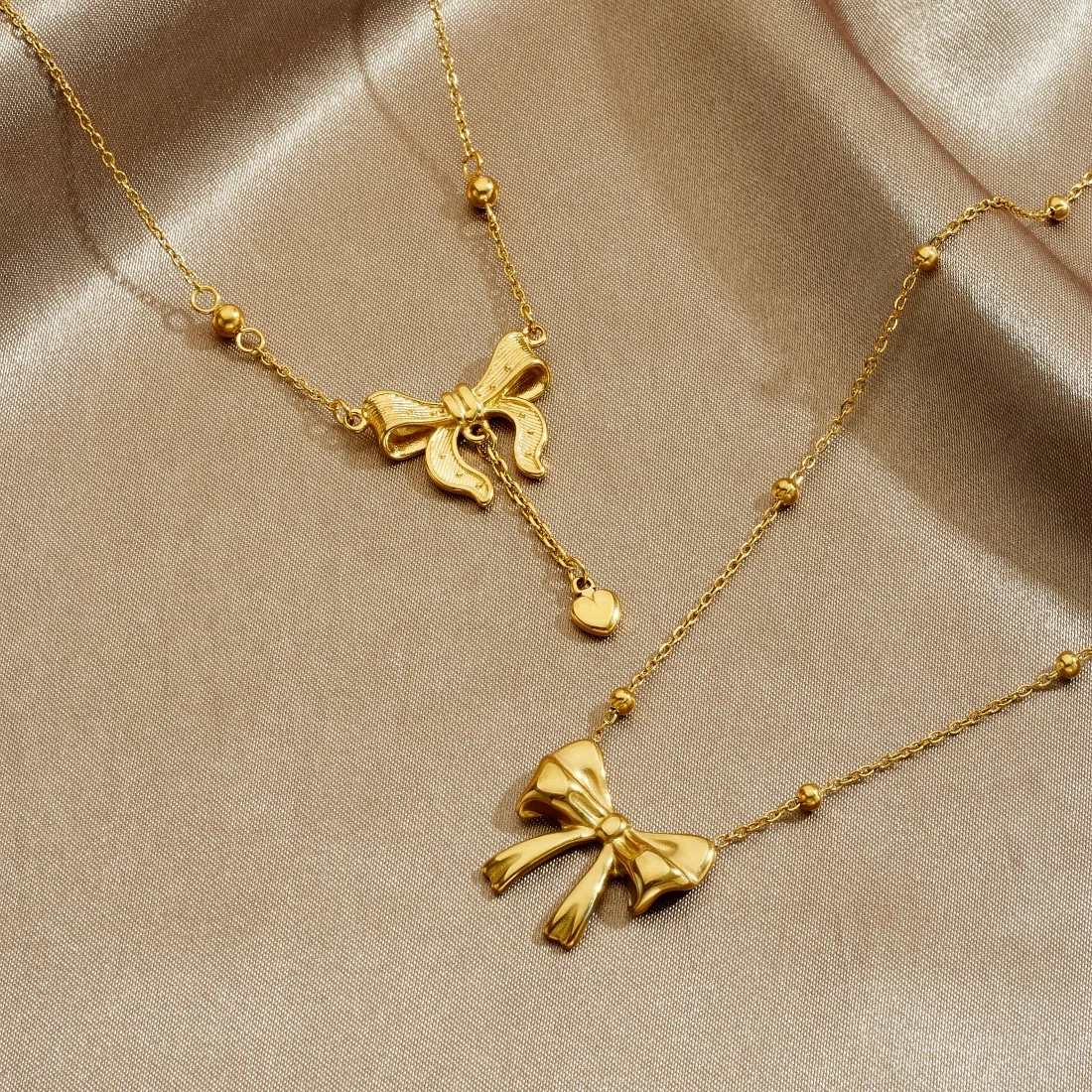 Edelstahl Goldene Unregelmäßige Schleife Mode-Anhänger Charm-Halskette Damen Wasserdichter Trend Halskette Schmuck