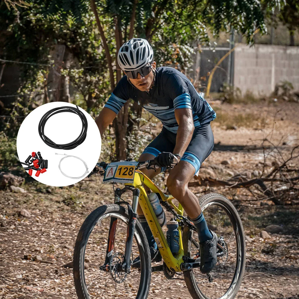 

Bike Brake Cable Set 1 Wire Tube 1 Front Rear Inner Cable 6 Caps 2 Buckles 4 Derailleurs Black Replacement Parts Accessories