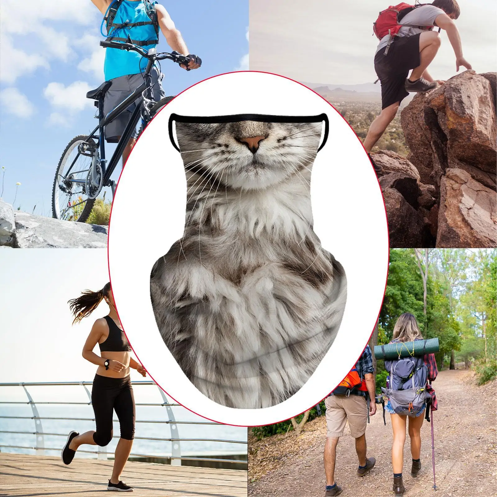 Cache-cou respirant à boucles auriculaires, écharpe fine, Protection solaire, Bandana, masque facial pour cyclisme, voyage, randonnée