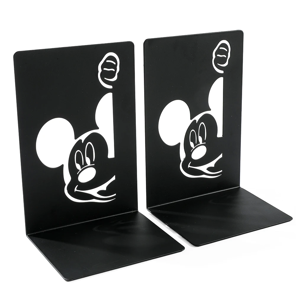 Anime Cute Mickey Mouse Bookends Heavy Iron Cartoon Office Table Desk Decorate Book File Note Support Book Holder Retractable