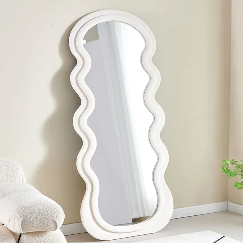 Funky Bule Full Body Mirror Wavy Standing Irregular Floor Maiden Long Mirror Aesthetic Nordic Design Espelho Room Decorarion