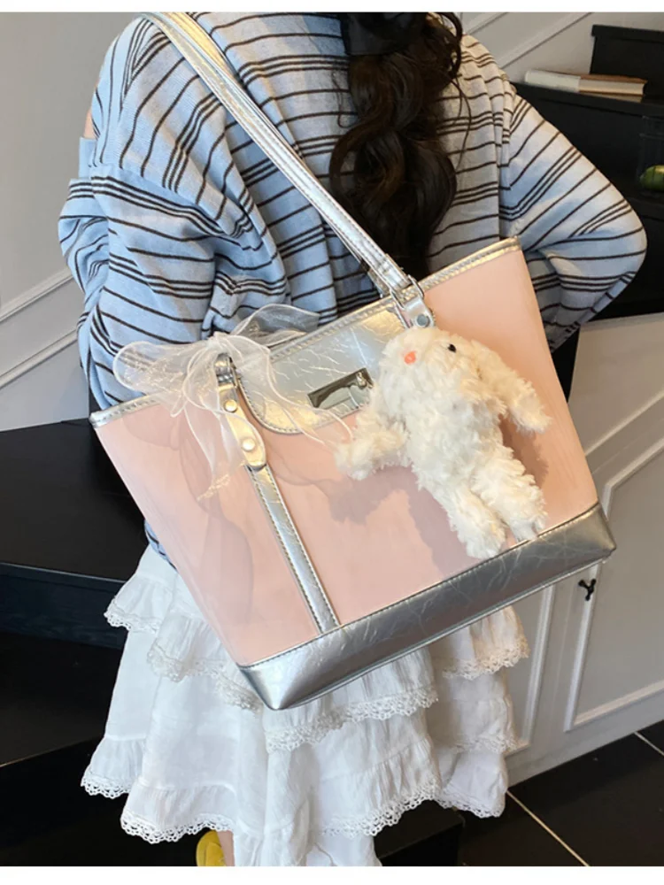 

High-end simple fashion commuter large-capacity underarm women's bag 2025 new casual wild contrast color one-shoulder tote bag