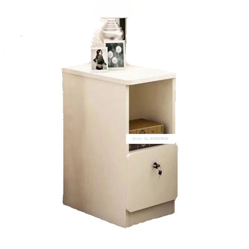 

Mini Bedside Table Modern Simple Storage Cabinet Ultra Narrow Rounded Corner Locker With Lock Storage Bedside Cabinet Tidy BT003