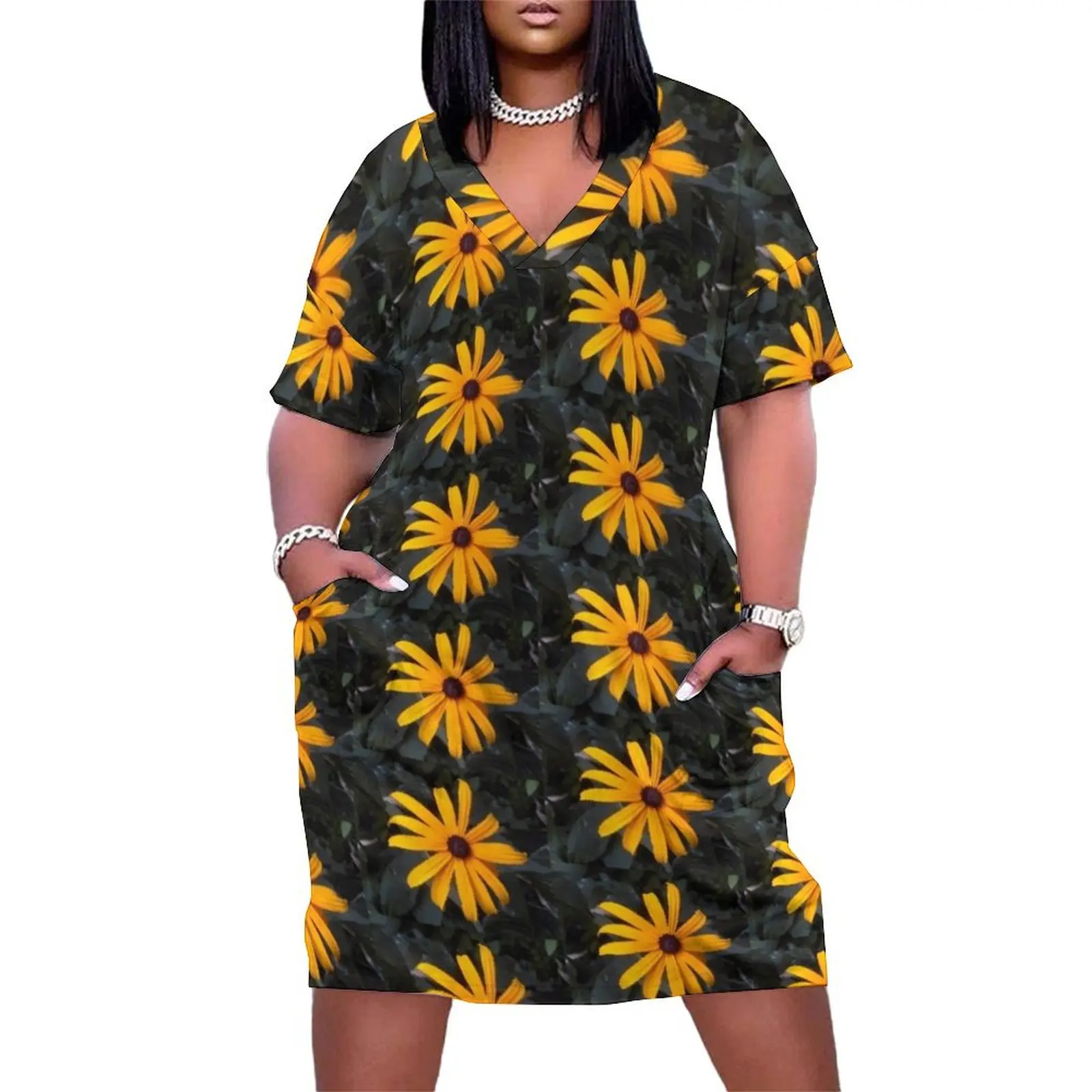 

Black Eyed Susan Flower Loose Pocket Dress Evening dresses loose women's dress long dresses for women sexy short dresses daring