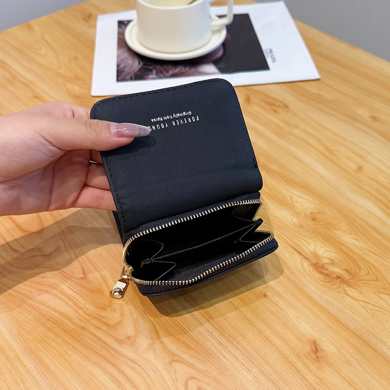 Solid Nubuck Wallet Women's Purse 2025 New Short Folding Simple Small Money Ladies Bag Multi-functional Coin Bag Female ultra