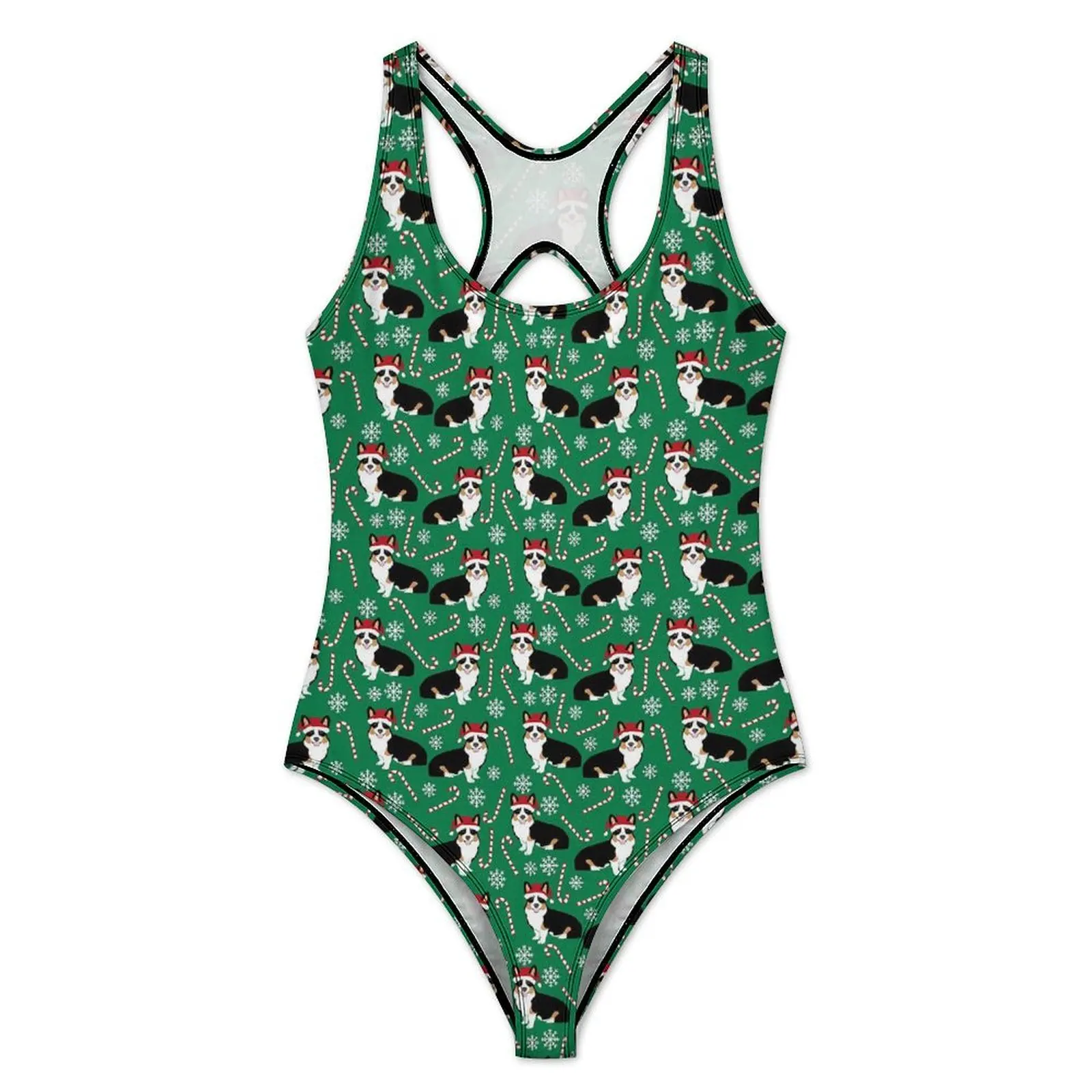 Corgi Christmas Swimsuit Cute Animal Print One Piece Swimwear Push Up Kawaii Bathing Suits Sexy Fitness Graphic Beachwear