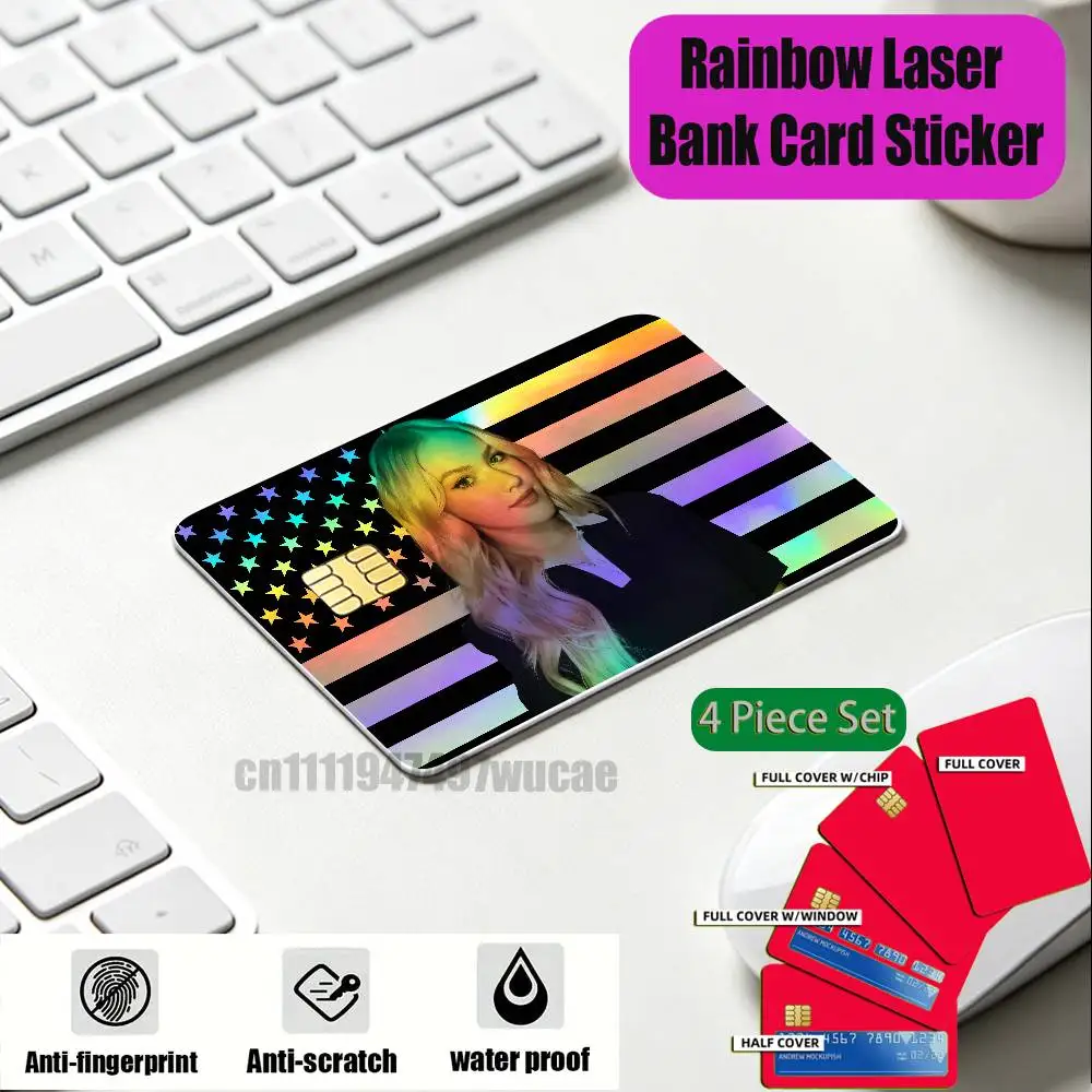 ID Access Card Cover Skin Rainbow Color Laser Stickers Film For Freya Skye Credit Bank Sticker
