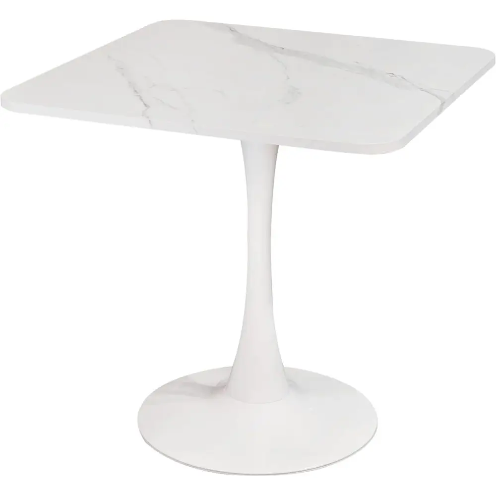

30 Modern Bistro Table with 2-4 Seating, Faux Marble Top, Sturdy Metal Frame, Easy Assembly, No Wobble (White)