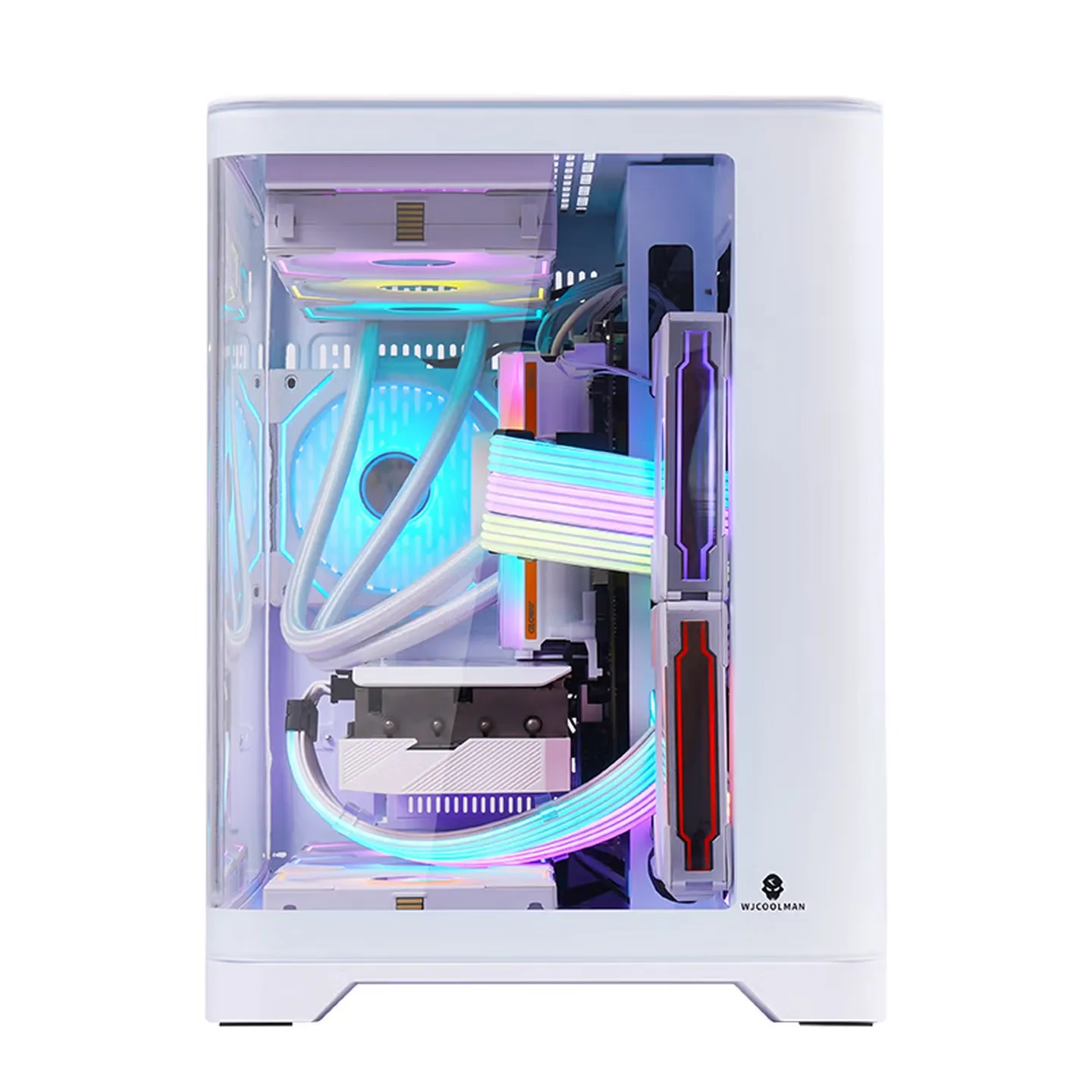 WJCOOLMAN Tianmu Fish Tank Shaped Computer Case Curved Glass Ocean View Room MATX Motherboard Compatible with 240/360 Water