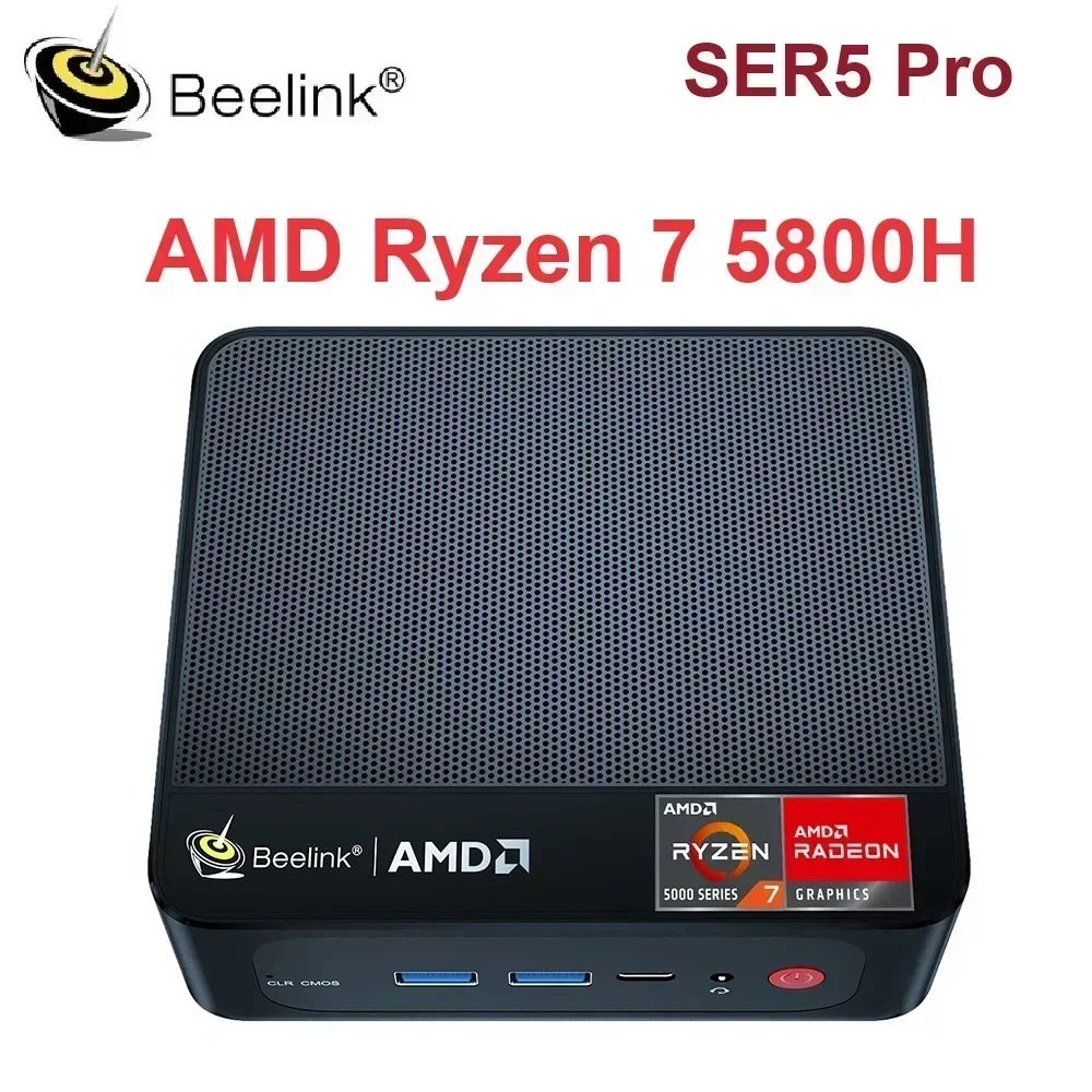 Beelink SER5 Pro AMD Ryzen 7 5800H Mini PC Wifi6 BT5.2 Wins 11 Pro DDR4 16GB 500GB NVMe SSD Desktop Gamer Computer