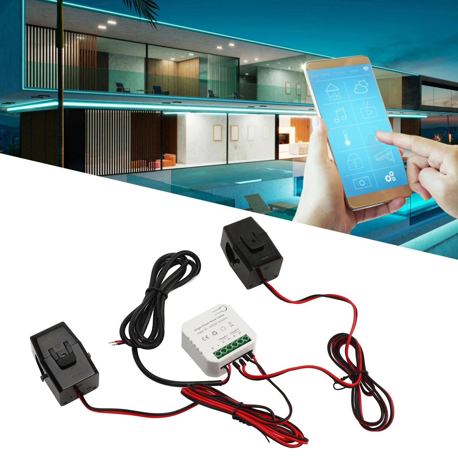 WIFI Smart Consumption Monitor 35MM DIN Rail Installation WiFi Smart Energy Meter 90‑250VAC for Solar Photovoltaic System