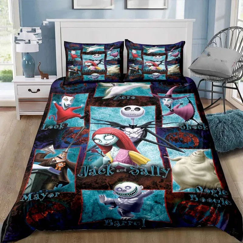 3PCS Single-sided Printed Quilt Cover The Nightmare Before Xmas Printed Bedding Sets Comfortable Bedspreads Comforter Duvet Gift