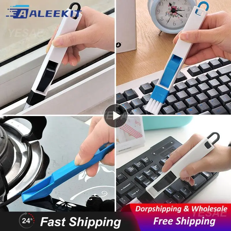 Cleaning Brush Small And Portable Easy To Use Plastic Window Slot Brush With Dustpan Deep Cleaning 2 Colours Kitchen Cleaning