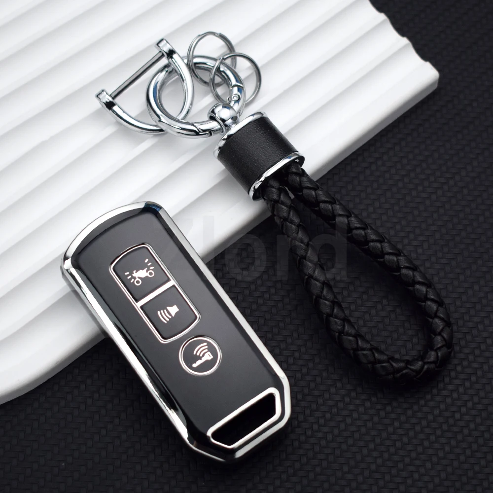 حافظة مفاتيح للتحكم عن بعد للدراجة النارية مكونة من 3 أزرار لهوندا 35111-KOR-V02 غطاء مفتاح بدون مفتاح #5