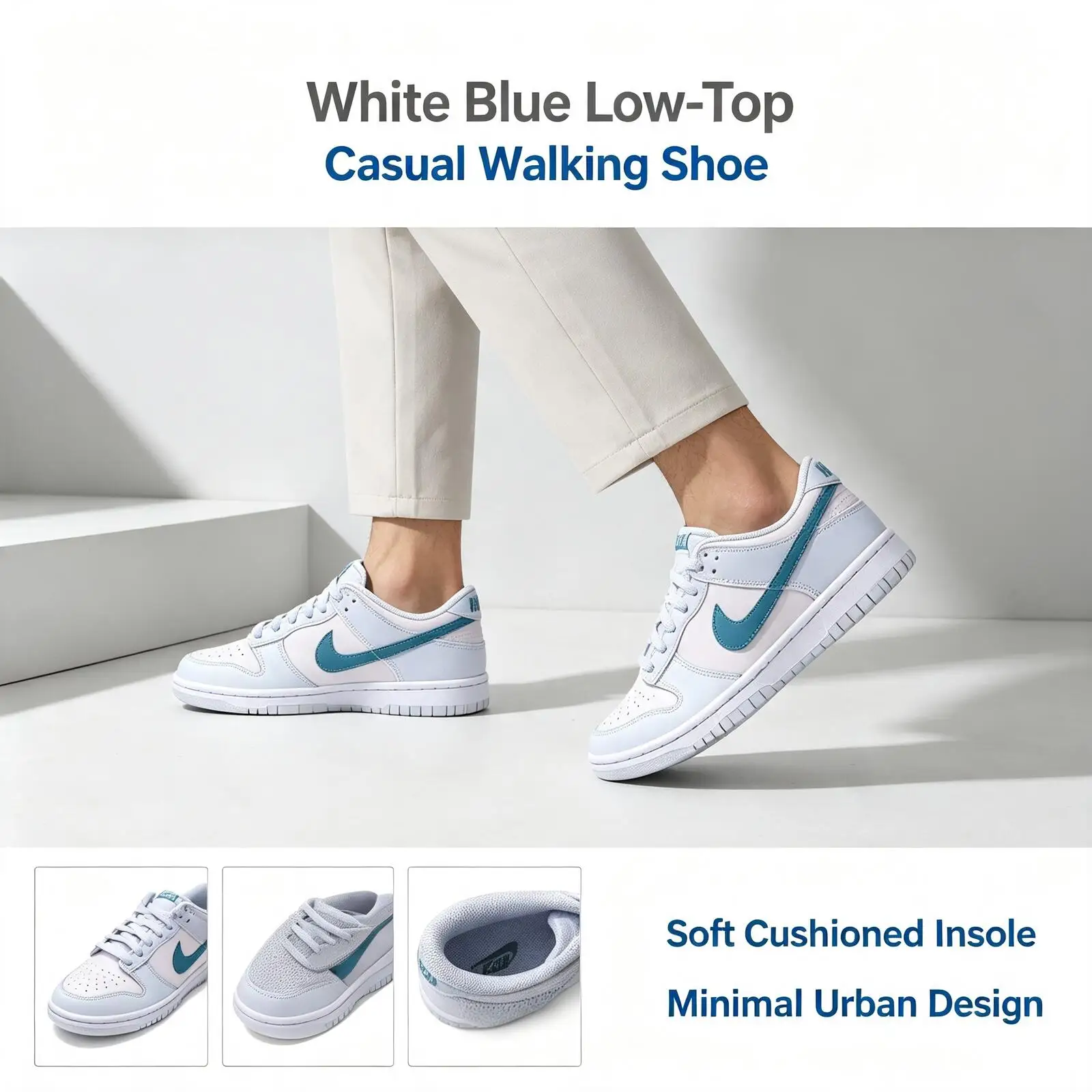 Hot Nike White Blue Low-Top Sneakers Unisex Casual Comfort Walking Shoes Soft Insole Minimalist Street Style Fd1232-002 FD1232-0