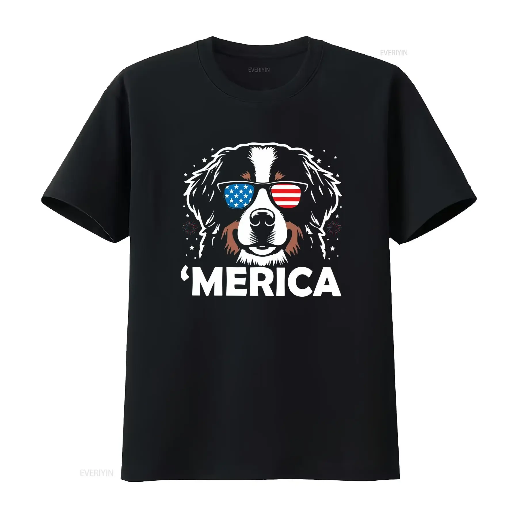 Bernese Mountain Dog 4th of July T Shirt Patriotic 'Merica USA Flag Lover vintage Washed Breathable Versatile fashion Stylish
