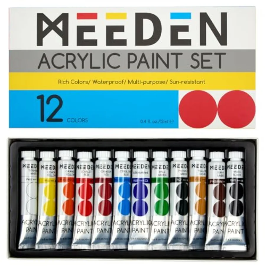 

MEEDEN Beginners Acrylic Paint Set: ml/0.41 fl oz Heavy Body Art Craft Paints - Non-Toxic Rich Pigment Hobbists Halloween Pumpk