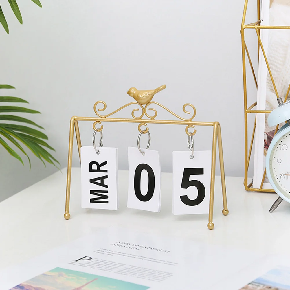 

Iron Paper Calendar nament Delicate Design Rustic Desk Decor Office Gifts Home Decoration Metal Craft Perpetual Frame