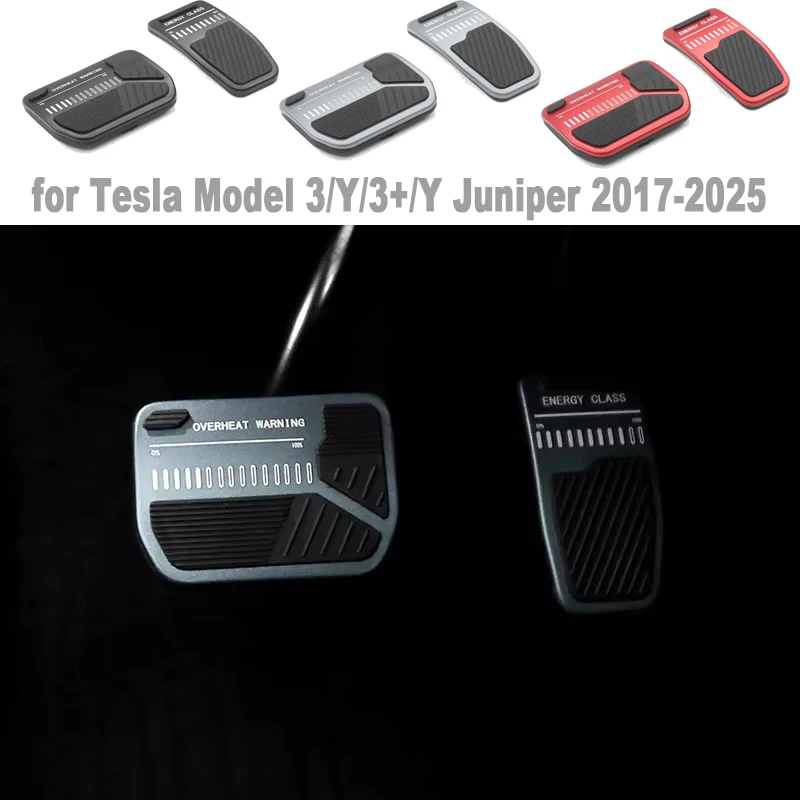 Tesla Model 3/Y/3 +/Y Juniper 2017-2025 용 페달 커버 알루미늄 합금 풋 패드 가속기 가스 연료 브레이크