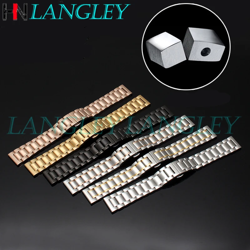 Stainless Steel Watch Band 12/13/14/15/16/17/18/19/20/21/22/23/24 Mm Width Strap Bracelet Replacement Curved End Metal Wristband