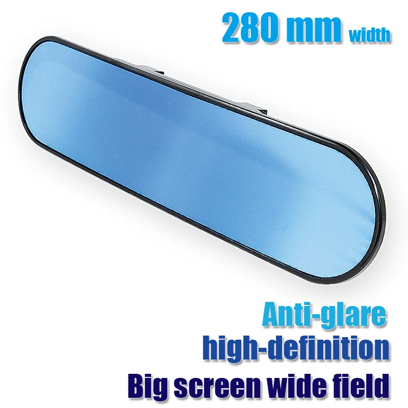 

280mm Car Interior Blue Mirror Auto Accessories Clip On Rear View Mirror Plane Wide Angle Driving Safety Universal Reversing